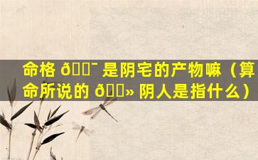 命格 🐯 是阴宅的产物嘛（算命所说的 🌻 阴人是指什么）